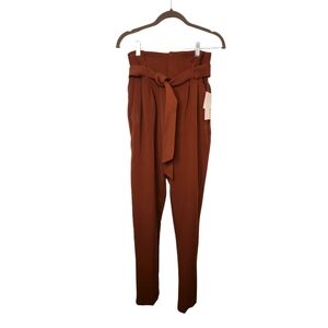 NWT JustFab Cappuccino Faux Wool Paperbag Trousers Size S